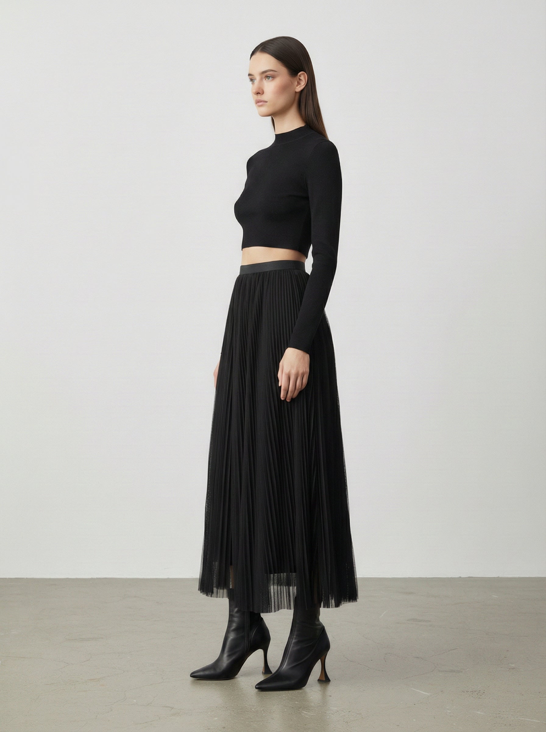 Gonna plissettata in tulle