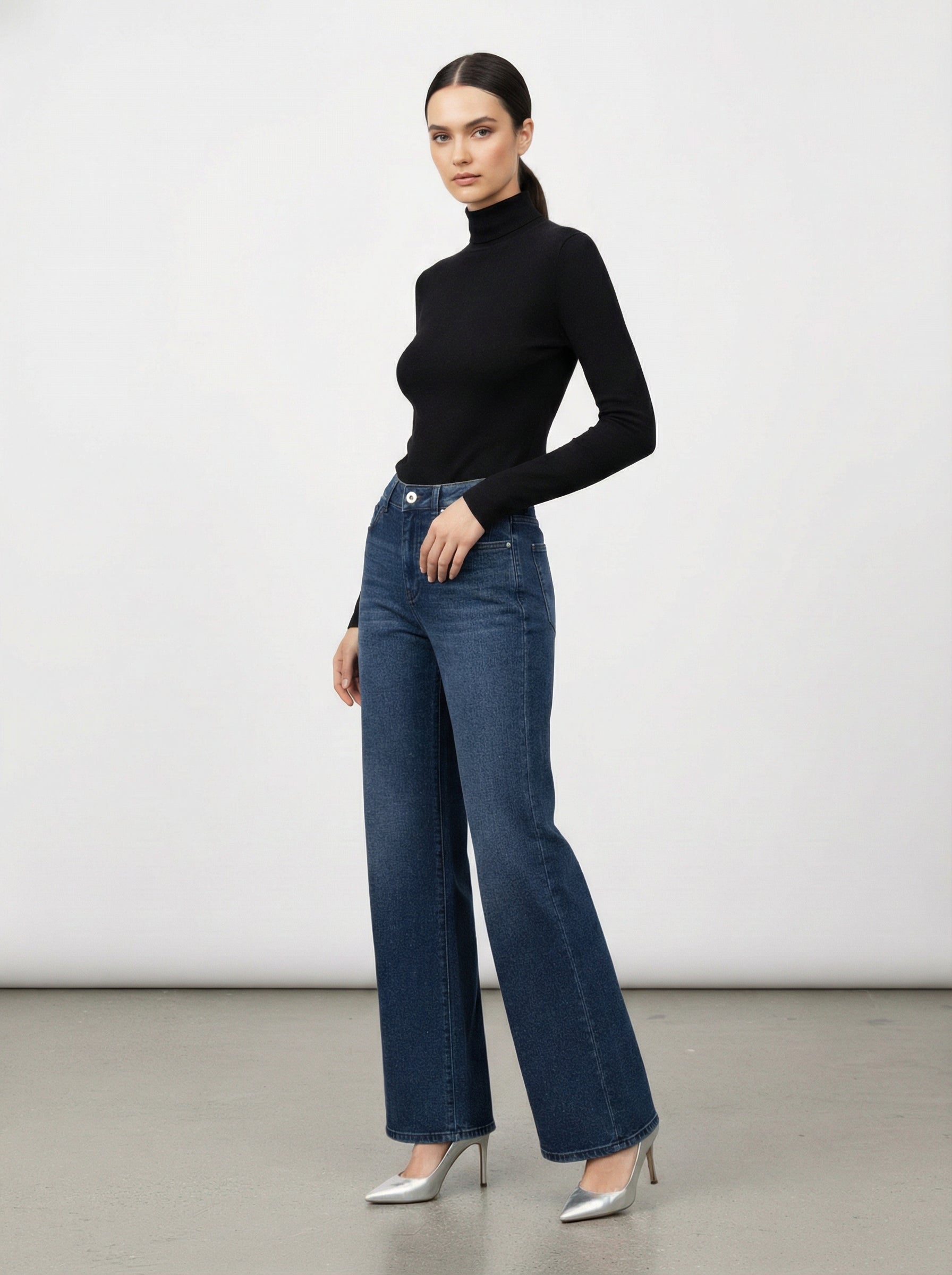 Jeans wide leg glitterato