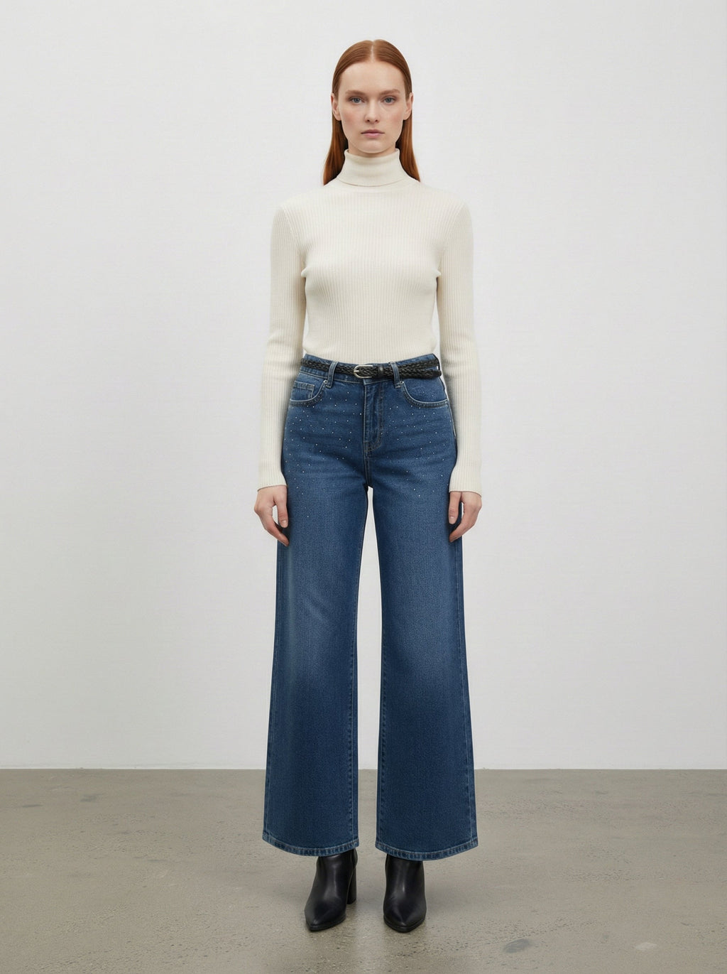 Jeans Wide Leg con Strass