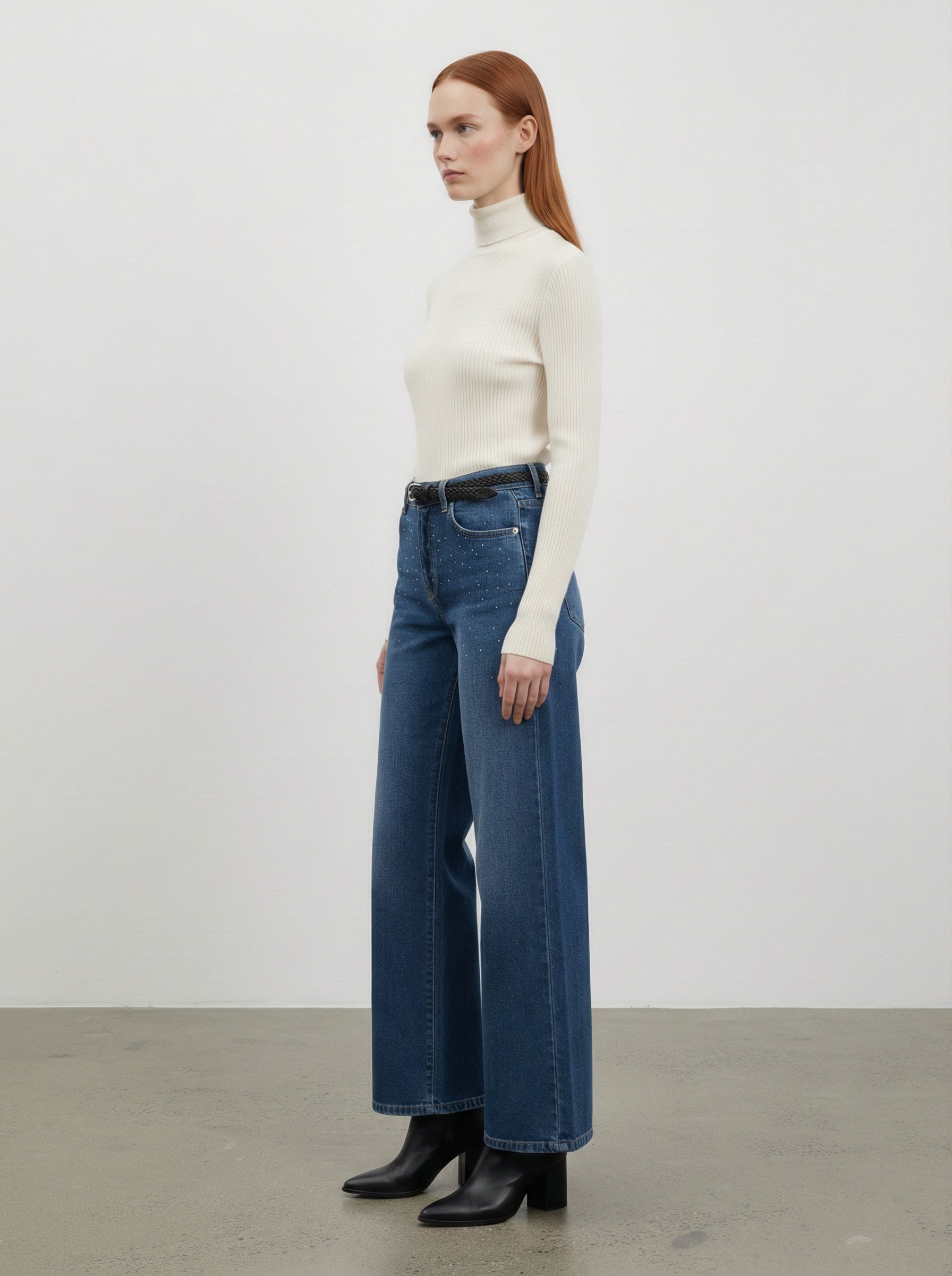 Jeans Wide Leg con Strass