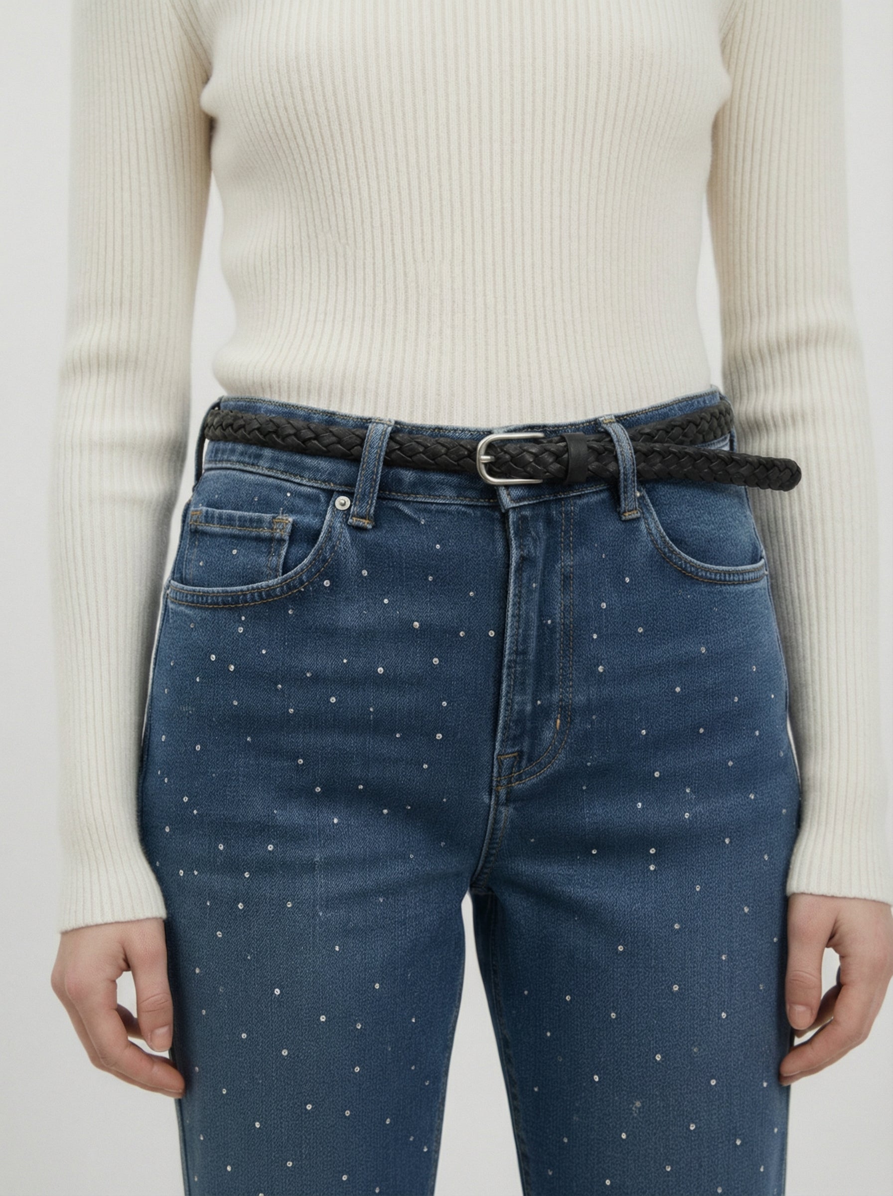 Jeans Wide Leg con Strass