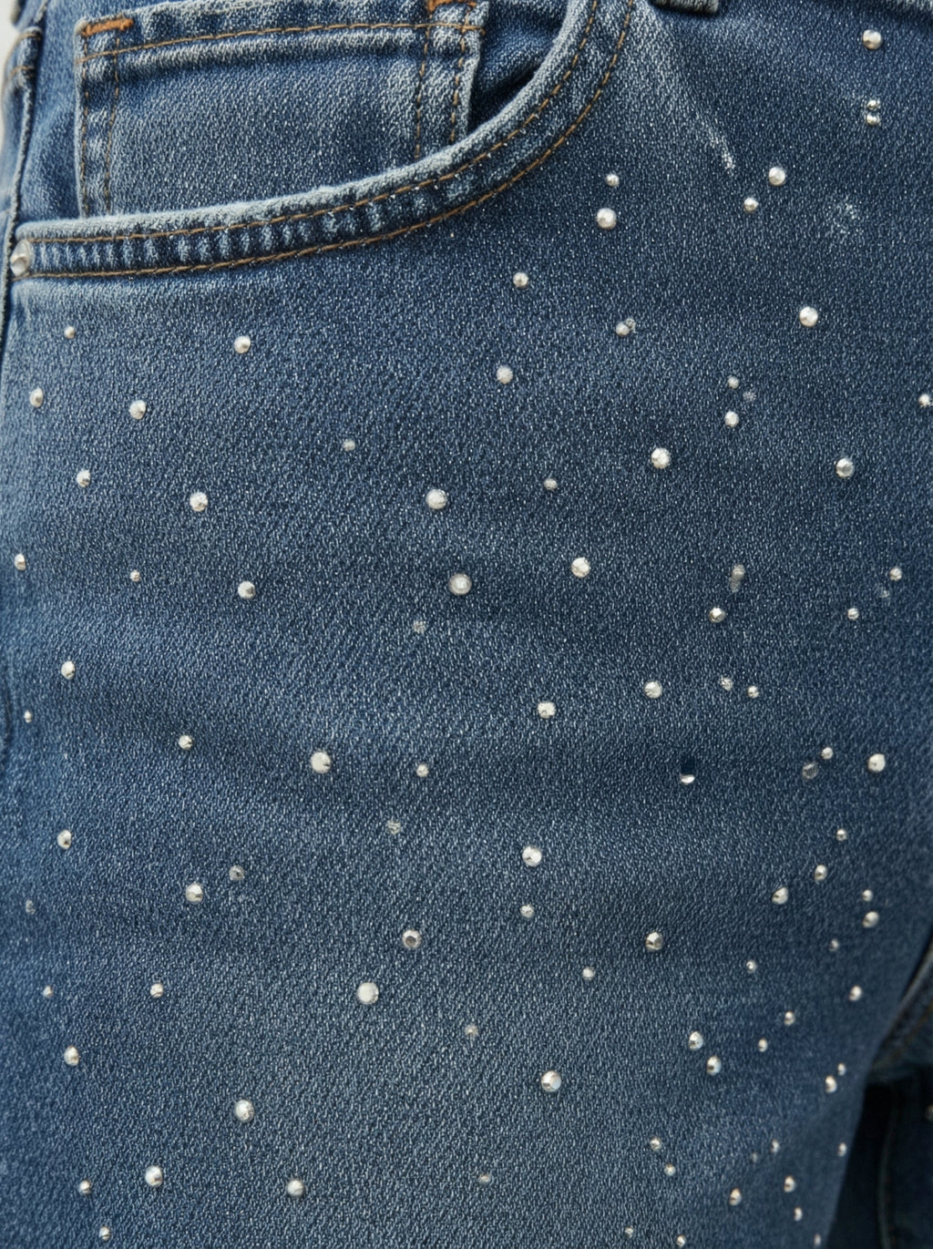 Jeans wide leg con strass