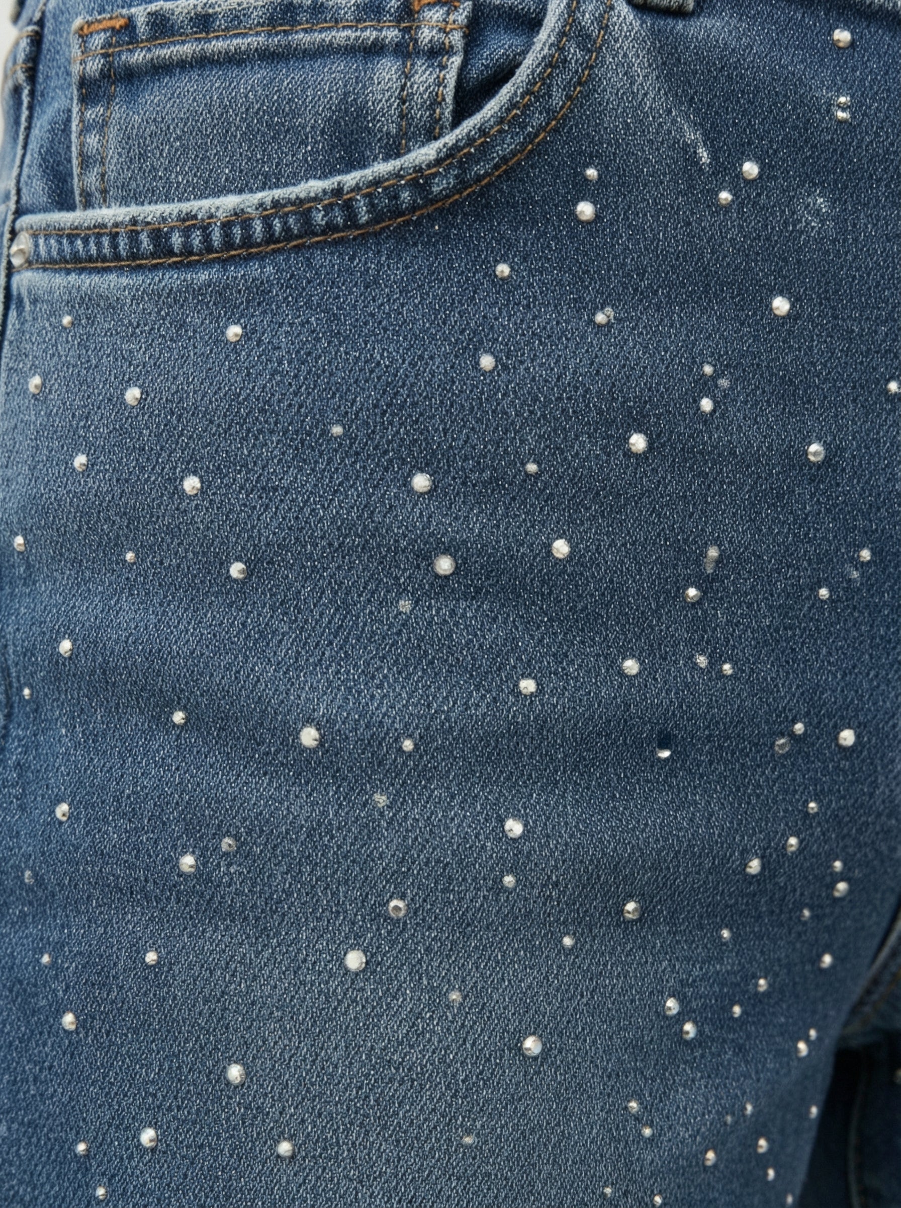 Jeans wide leg con strass