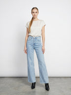 Jeans wide leg con strass