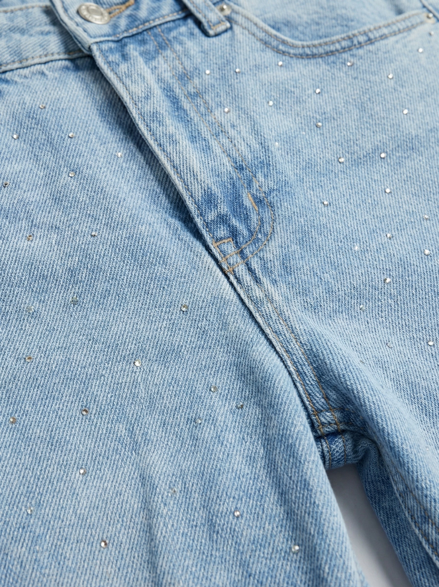 Jeans wide leg con strass