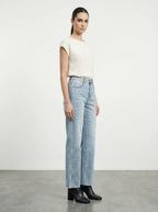 Jeans wide leg con brillanti