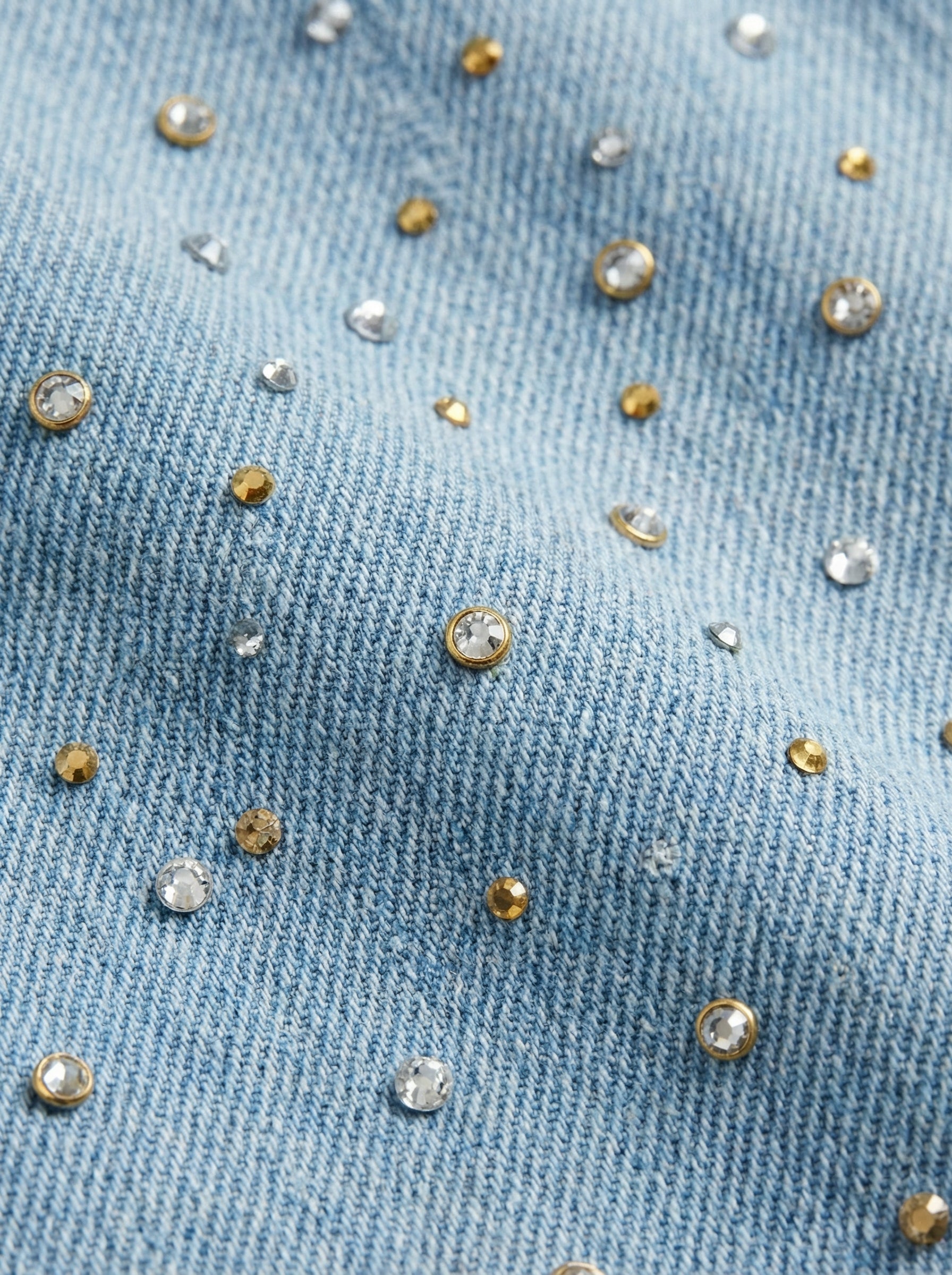 Jeans wide leg con brillanti