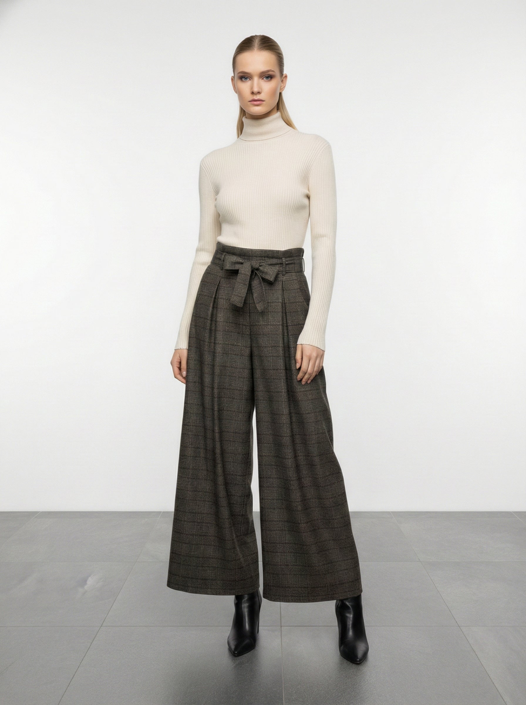 Pantalone a palazzo fantasia tartan